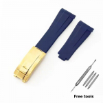 20 mm 21 mm esmaklassiline silikoonrihm Rolexi allveelaeva jaoks DAYTONA GMT Yacht-Master seeria tarvikud Asenduskella k&auml;ev&otilde;ru Blue-G 20mm no logo