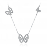 Butterfly Moissanite kaelakee kett, &uuml;mmargune l&otilde;ige 1,6 mm 925 Sterling Silver elegantsed peened j&otilde;uluehted naistele 45cm