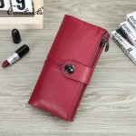 Ehtsast nahast naiste pikk rahakott t&otilde;mblukuga telefonitasku rahakott AirTag piluga Naiste siduri rahakotid RFID rahakott punane