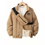 Lastele poistele s&uuml;gistalvine vabaaja &uuml;hev&auml;rviline krae Palus velvetist jope kotiga 110 khaki