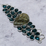 Natural Labradorite, Iolite Handmade 925 Sterling Silver Bracelet 7-8 t8h67