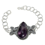 Natural Sage Amethyst Gemstone Handmade 925 Sterling Silver Bracelet 7-8 i7y22