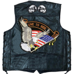 Denim Vest Nahkjakk &Otilde;lavest 11 tikitud plaastriga Harley &Otilde;la Nahast Mootorratas L gray