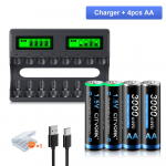 8 pesaga LCD Smart 1,5 V liitiumioonaku laadija + 1,5 V AA AAA laetav liitiumioonaku