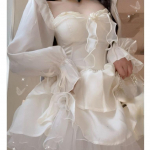 Talvine soliidne haldjas Kawaii kleit naiste pikkade varrukatega disainitud Lolita minikleit Naiste vabaaja Korea moodne &uuml;hes t&uuml;kis kleit 2023 S beež