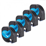 Yance 5tk/partii &Uuml;hilduv Dymo LetraTag Tape 91205 Must sinisel 12mm plastteip LT-100H LT-100T dymo etiketiprinterile black on blue 12mm