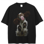 T&auml;navar&otilde;ivad Funny Dog Graphic Unisex T-s&auml;rk Puuvillane T-s&auml;rk Unisex Tops T-s&auml;rk Suvine l&uuml;hikeste varrukatega T-s&auml;rk S must
