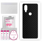 apgo Protective Skin Sticker for the back compatible with Motorola One Vision, Wrap Film, Foil, Vinyl - Pattern Carbon Black