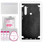 apgo Protective Skin Sticker for the back+sides compatible with Xiaomi Redmi Note 8, Full Wrap Film, Foil, Vinyl - Pattern Black Leather