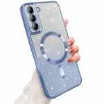 Glitter Bright kate Samsung Galaxy S24 S23 S22 S21 S20 Ultra Plus FE Case Note20 Ultra Plating Wireless MagSafe Magnetic jaoks For Galaxy S21 helesinine v&auml;rv