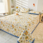 3 tk puuvillane kodu voodipesu komplekt V&auml;ike lilleline libisemiskindel voodilina paksendatud tepitud voodikate &uuml;hev&auml;rviline voodipesu komplekt 150x230cm