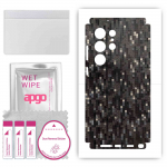 apgo Protective Skin Sticker for the back+sides compatible with Samsung Galaxy S23 Ultra, Full Wrap Film, Foil, Vinyl - Pattern Carbon Black Pixel