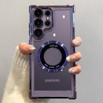 Luksuslik pinnakattega magnetiline juhtmevaba laadimis&uuml;mbris Samsung S24 Ultra S23 FE S22 Plus jaoks l&auml;bipaistev p&otilde;rutuskindel kaamera kaitse, pehme kate For S24 Ultra