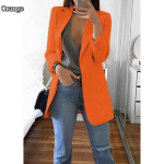 Naiste bleiser, eest avatud, pikkade varrukatega &uuml;lisuur taskutega vabaaja bleiser XXXXL