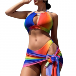 Retro bikiinidega prinditud moodne bikiinikomplekt ujumistrikoo ja seelikuga liibuv naiste side, suvine ranna luksuslik elegantne S