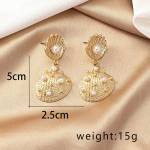 Rannatuulekarpidest k&otilde;rvar&otilde;ngad naiste retro t&auml;navamood Pearl Earrings kuld