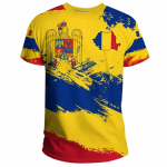 Rumeenia rahvuslipp 3D-tr&uuml;kiga T-s&auml;rgid meestele Mood Rumeenia tr&uuml;kiga l&uuml;hikeste varrukatega T-s&auml;rk T&auml;navamood Unisex Topid Camisetas L