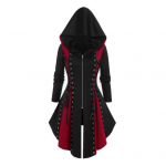 Naiste Cosplay-kleit Gooti v&auml;rviga sobiv pitsrihm Ebaregulaarne &auml;&auml;ris kapuutsiga pikkade varrukatega, lukuga, festivalil Halloweeni midi kleit M must