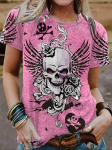 Rose Skull 3D Prindiga O-kaelusega T-s&auml;rgid Naiste/Meeste l&uuml;hikeste varrukatega mood Hip Hop Suurem&otilde;&otilde;tmeline Harajuku Y2K T-s&auml;rk Seksikas riietus XS