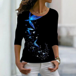 Naiste S&uuml;gis Topid Lahtised Kuldse &Otilde;&otilde;nes Liblika Prindiga Vabaaja Pikkade Varrukatega T-s&auml;rk Top Pluus XS kuld