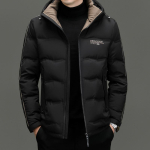 Noorte ja keskealiste lihtne vabaaja meeste sulejope Talvine uus kapuutsiga avar soe mantel meeste jope 4XL black