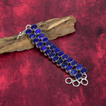 Sinise safiiriga k&auml;ev&otilde;ru, K&auml;sitsi valmistatud v&auml;&auml;riskividega k&auml;ev&otilde;ru, 925 Prooviga tahkest sterlingh&otilde;bedast k&auml;ev&otilde;ru Antiikm&ouml;&ouml;bel, Kihlusekingiks Adjustable with 8 inches sinine