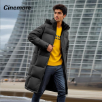 Cinemore Meeste 2024. aasta talvejope, soojad pikad parkad, kapuutsiga &uuml;ler&otilde;ivad Meeste r&otilde;ivad moodne sulejope Meeste mantel Unisex CJ-40 S valge