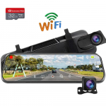 10-tolline auto-DVR peegelkaamera GPS FHD 1080P armatuurkaamera videosalvesti autokaamera kahe objektiiviga tahavaate automaatne koos tahavaatekaameraga WIFI With 32G TF Card