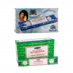 Satya Nag Champa & Ayurveda Viirukepikesed Agarbatti 1+1Kombo(180 GM + 180 GM ) Kast | 12 pakki 15 grammi karbis | Ekspordi kvaliteet