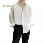 Meeste kevads&uuml;gises s&auml;rk lahtik&auml;iva kraega avara &uuml;herealise pikkade varrukatega, puhast v&auml;rvi keskmise pikkusega, noor ametliku stiiliga kontor klubi pidulik top M valge