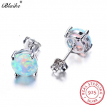 100% 925 Sterling h&otilde;bevalge Fire Opal naastk&otilde;rvar&otilde;ngad naistele peened ehted 8 mm &uuml;marad kivist naastud s&uuml;nnikivist k&otilde;rvar&otilde;ngad