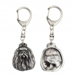 Maltese - Silver-plated key ring with dog, handbag decoration, backpack pendant by Art-Dog brand