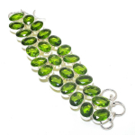 Peridot Gemstone Handmade 925 Sterling Silver Bracelet 7-8 d9l96