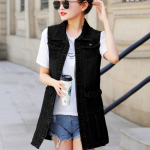 Naiste vintage suures suuruses teksariidest rebitud pestud teksariidest vest kontorisse 3XL