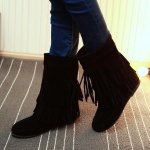 Narmastega saapad Naiste Mood Suurendatud lameda p&otilde;hjaga kiilud L&uuml;hikesed saapad Seemisnahast saapad 38 must