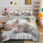 Armas Lemmikloomakassi Voodipesukomplekt Loomaprindiga Katted &Uuml;he Kahekohaline King Queen Suurus Tekikott Kassipoja Muster Pol&uuml;ester Tekikate 200x230cm 3pcs