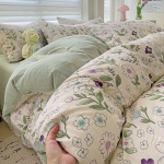 Neljaosaline komplekt, pestud puuvillane voodilina, tekikott, &uuml;hiselamu kolmeosaline komplekt 1.2m bed