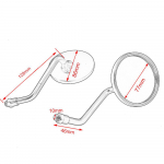 Rolleri modifitseeritud tahavaatepeegel: Pika ja l&uuml;hikese varda komplekt, must galvaniseeritud, v&auml;ike &uuml;mmargune peegel 10mm short rod