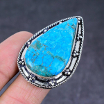 Natural Tibetan Turquoise Handmade 925 Sterling Silver Ring Size 10 b8z52