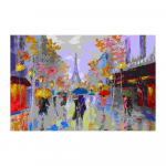 Abstraktne maastiku &otilde;limaal Ainulaadne seinakanvaa maal Prantsusmaa Eiffeli torn Paar vihma k&auml;es 20x30cm