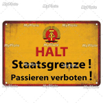 Vintage ACHTUNG HALT s&otilde;jametallist sildid Berliini plekk-plaadist tahvel Metallplaadist seinakaunistus pubiklubi jaoks Meeste koopaplaadi baaride kaunistus 20x30cm