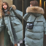 Naiste &uuml;hev&auml;rviline pikkade varrukatega suur puuvillane mantel, keskmise pikkusega avar kapuutsiga mantel S roheline