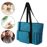 Heegeldatud kott ja kudumistarvikud, vardad tolmukindlad sinine