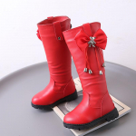 Uued Sweet Laste talvesaapad Chic Bear Bowknot T&uuml;drukute Moodsad saapad S&auml;&auml;re keskosa Mitmek&uuml;lgsed Laste Printsessi Elegantsed puuvillased saapad 26 must