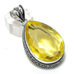 Natural Citrine Gemstone Handmade 925 Sterling Silver Jewelry Pendant 2.17 j7b50