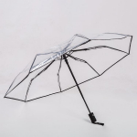 Kompaktne l&auml;bipaistev kolmekordne vihmavari &ndash; Jaapani ja Korea stiilis, vastupidav ja stiilne &otilde;pilastele Black handle puhas