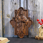 Vantage Jeesus Karjane Ikoon Skulptuur Plaat, Katoliku P&uuml;hakute Pilt, Usk, Kristlik Kodu Seinakujundus, Puunikerdus Kingitus 35cm black