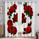 Romantiline roosipunane retroprindiga kardin, torutasku kardin, magamistuba, elutuba, k&ouml;&ouml;k, v&auml;lisdekoratsioon, 2 tk W50xH130(CM)x2PCS&Rod pocket red