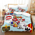 Uus Countryball Polandballsi voodipesukomplekt, &uuml;heinimesevoodi, kaheinimesevoodi, suur kaheinimesevoodi, t&auml;iskasvanud lapsele magamistoa tekikott Komplektid multifilm AU Single 140x210cm