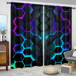2 tk Futurism Kuusnurkne Kunstitr&uuml;kiga Kardin Kodu Dekooriks - Vardatasku Aknakate Magamistoa, Kontori, K&ouml;&ouml;gi, Elutoa jaoks 107cmX160cmX2pcs